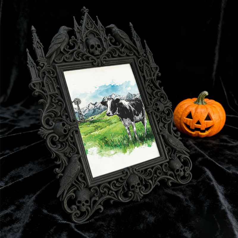 Bestselling-hit Gothic Dark-style Photo Frame | Gothic Craft Cider Label Design Shop Decor, Photo Ornament, Dual-use Display, Retro Plastic 
