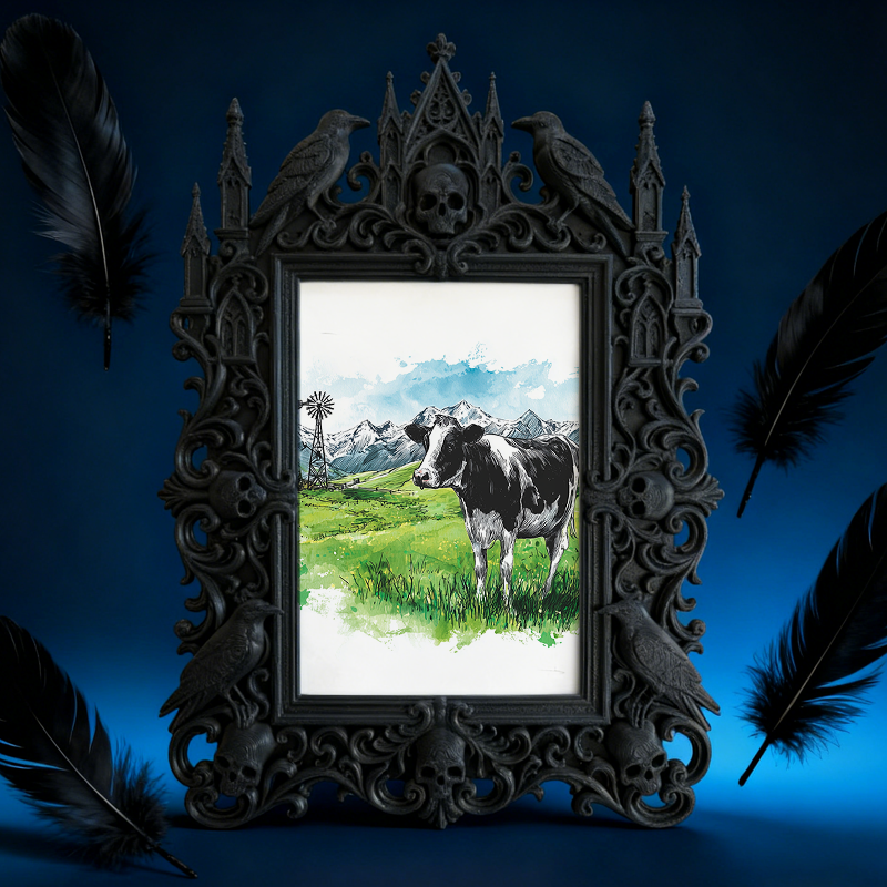 Bestselling-hit Gothic Dark-style Photo Frame | Gothic Craft Cider Label Design Shop Decor, Photo Ornament, Dual-use Display, Retro Plastic 