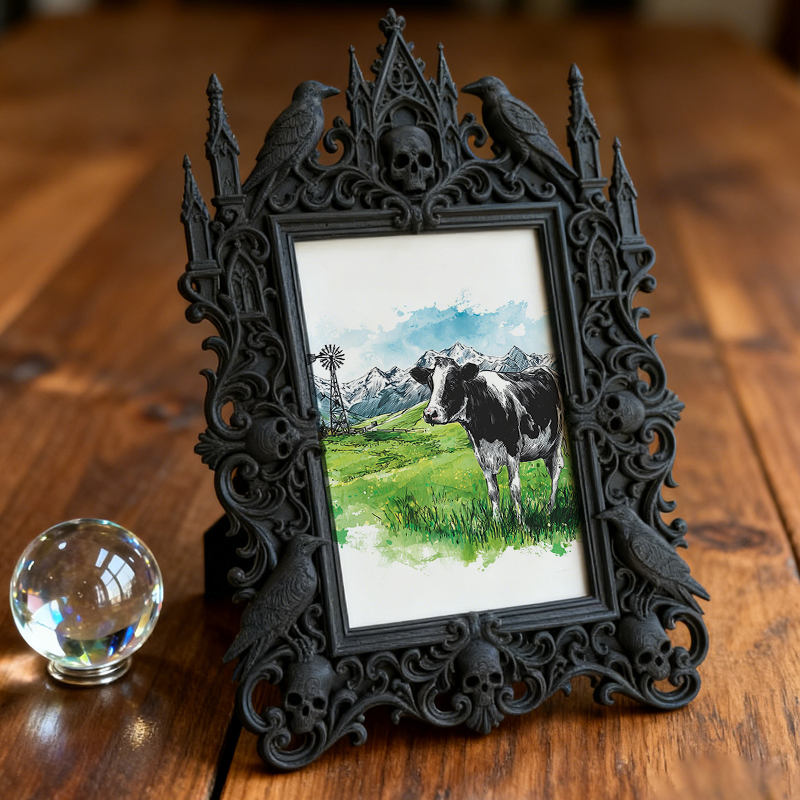 Bestselling-hit Gothic Dark-style Photo Frame | Gothic Craft Cider Label Design Shop Decor, Photo Ornament, Dual-use Display, Retro Plastic 