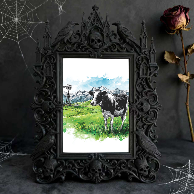 Bestselling-hit Gothic Dark-style Photo Frame | Gothic Craft Cider Label Design Shop Decor, Photo Ornament, Dual-use Display, Retro Plastic 