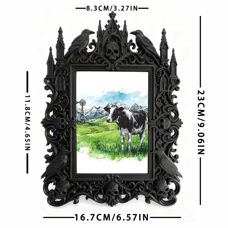 Bestselling-hit Gothic Dark-style Photo Frame | Gothic Craft Cider Label Design Shop Decor, Photo Ornament, Dual-use Display, Retro Plastic 