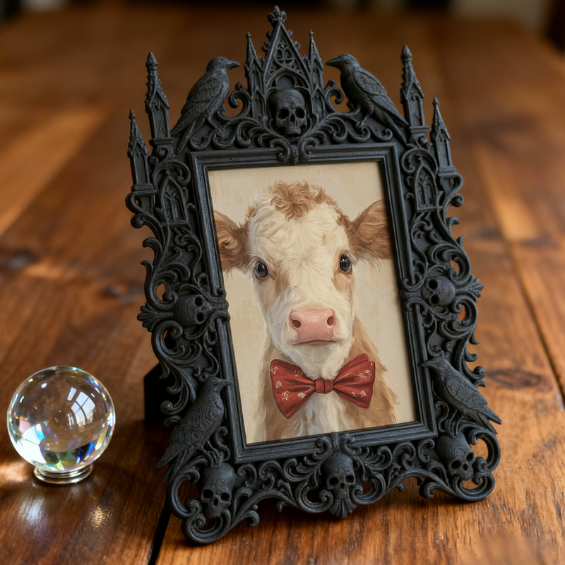 High-demand Gothic Dark-style Photo Frame | Witchy Spell Jar Charm Shop Decor, Photo Ornament, Wall-mountable & Tabletop, Scratch-resistant 
