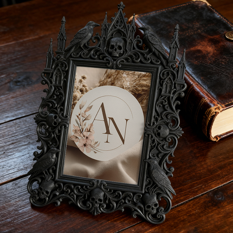 Trend-leading Gothic Dark-style Photo Frame | Gothic Vintage Scarf Shop Window Decor, Photo Ornament, Wall/Table Dual-use, Eco-friendly Fram