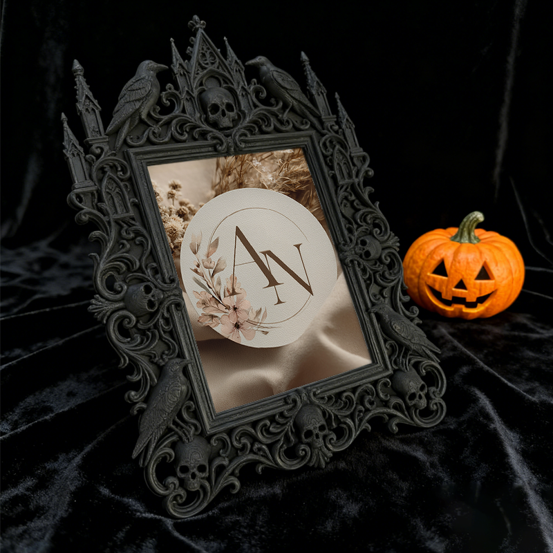 Trend-leading Gothic Dark-style Photo Frame | Gothic Vintage Scarf Shop Window Decor, Photo Ornament, Wall/Table Dual-use, Eco-friendly Fram