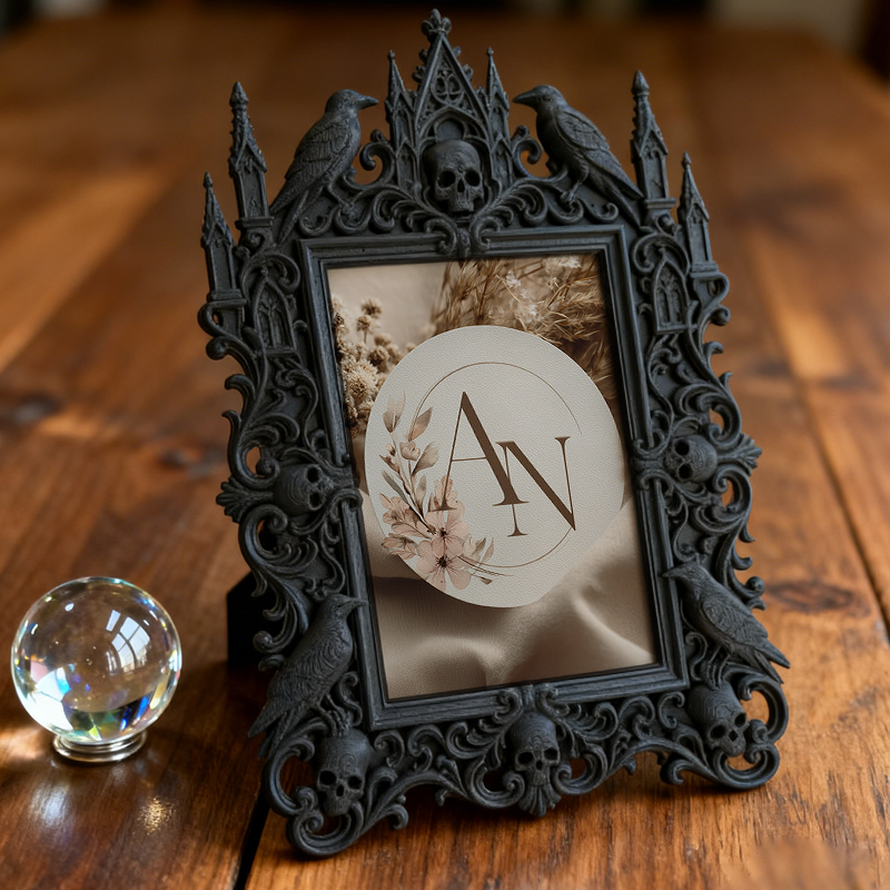 Trend-leading Gothic Dark-style Photo Frame | Gothic Vintage Scarf Shop Window Decor, Photo Ornament, Wall/Table Dual-use, Eco-friendly Fram
