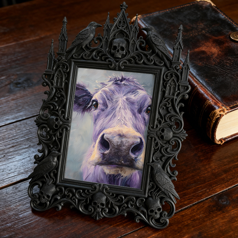 Must-own Gothic Dark-style Photo Frame | Dark Art Tattoo Studio Flash Sheet Display Decor, Photo Ornament, Wall-mountable & Tabletop, Slim F
