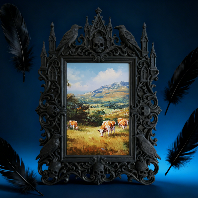 Customer-loved Gothic Dark-style Photo Frame | Vampire Themed Halloween Costume Party Decor, Photo Ornament, Dual-use Display, Sturdy Frame