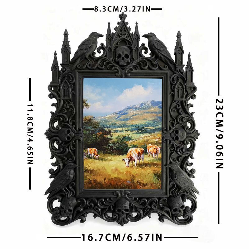 Customer-loved Gothic Dark-style Photo Frame | Vampire Themed Halloween Costume Party Decor, Photo Ornament, Dual-use Display, Sturdy Frame