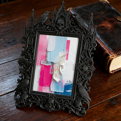 Sought-after Gothic Dark-style Photo Frame | Werewolf-themed Hunting Cabin Bedroom Decor, Photo Ornament, Wall/Table Dual-use, Rustic Frame