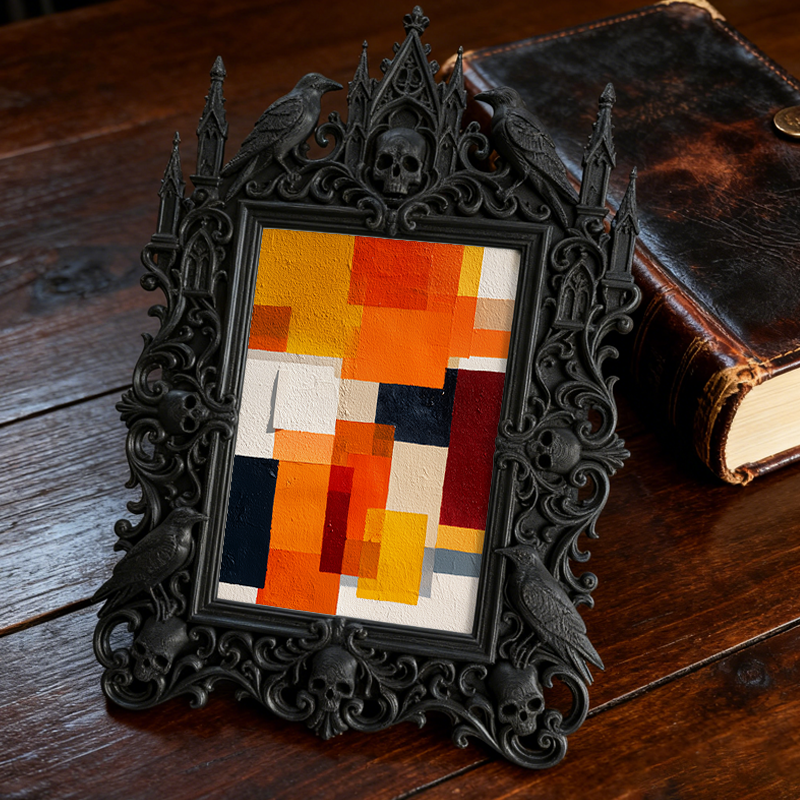 Cool-edgy Gothic Dark-style Photo Frame | Horror Video Game Character Figure Shop Decor, Photo Ornament, Dual-use Display, Minimalist Frame