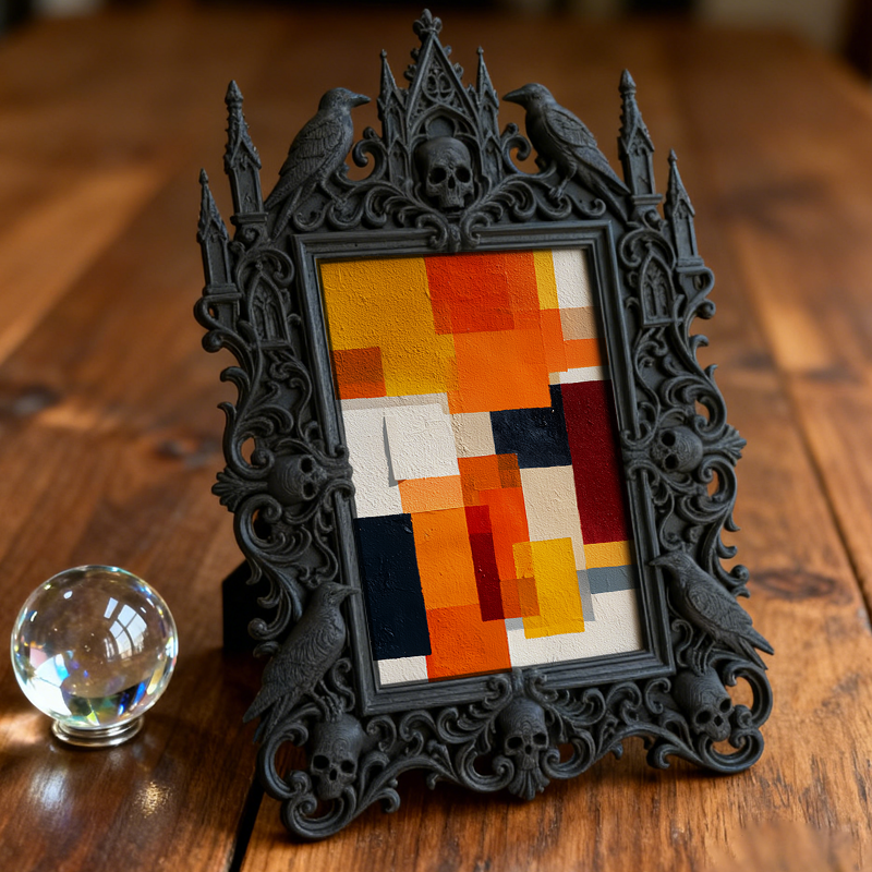 Cool-edgy Gothic Dark-style Photo Frame | Horror Video Game Character Figure Shop Decor, Photo Ornament, Dual-use Display, Minimalist Frame