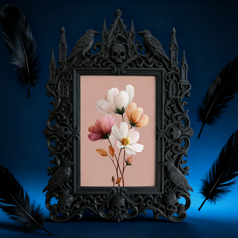 Classy-dark Gothic Dark-style Photo Frame | Dark Academia Book Mark Making Studio Decor, Photo Ornament, Wall-mountable & Tabletop, Practica