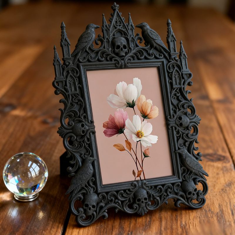 Classy-dark Gothic Dark-style Photo Frame | Dark Academia Book Mark Making Studio Decor, Photo Ornament, Wall-mountable & Tabletop, Practica
