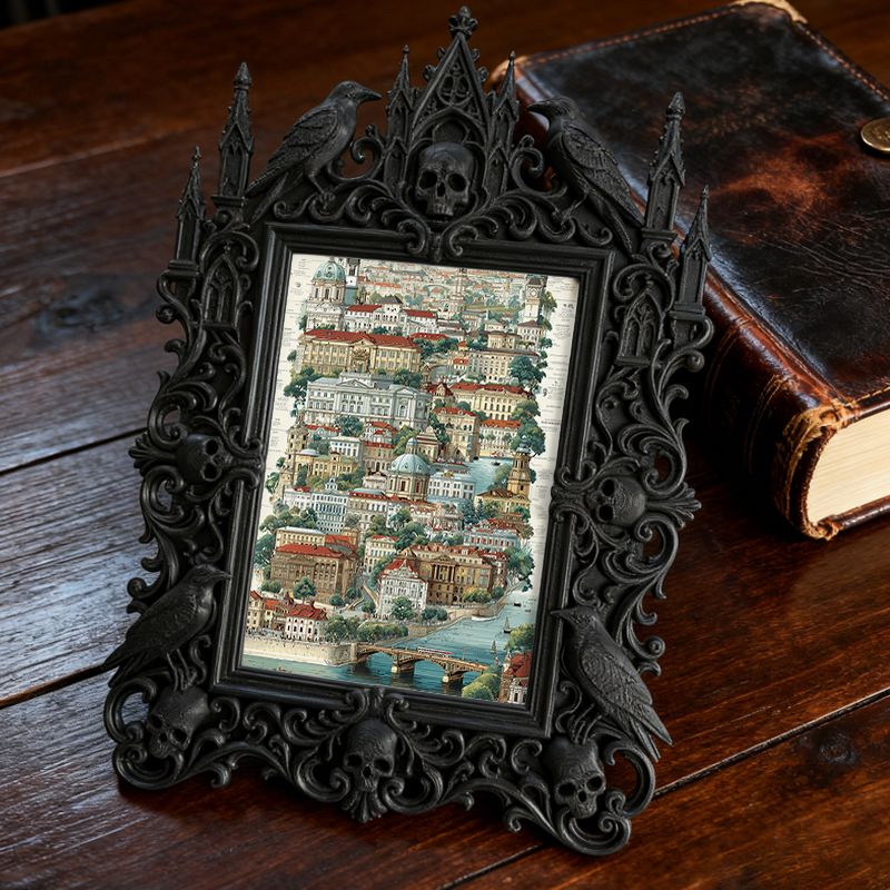 Rare-edition Gothic Dark-style Photo Frame | Vampire LARP Castle Bedroom Nightstand Decor, Photo Ornament, Wall/Table Dual-use, Artistic Fra