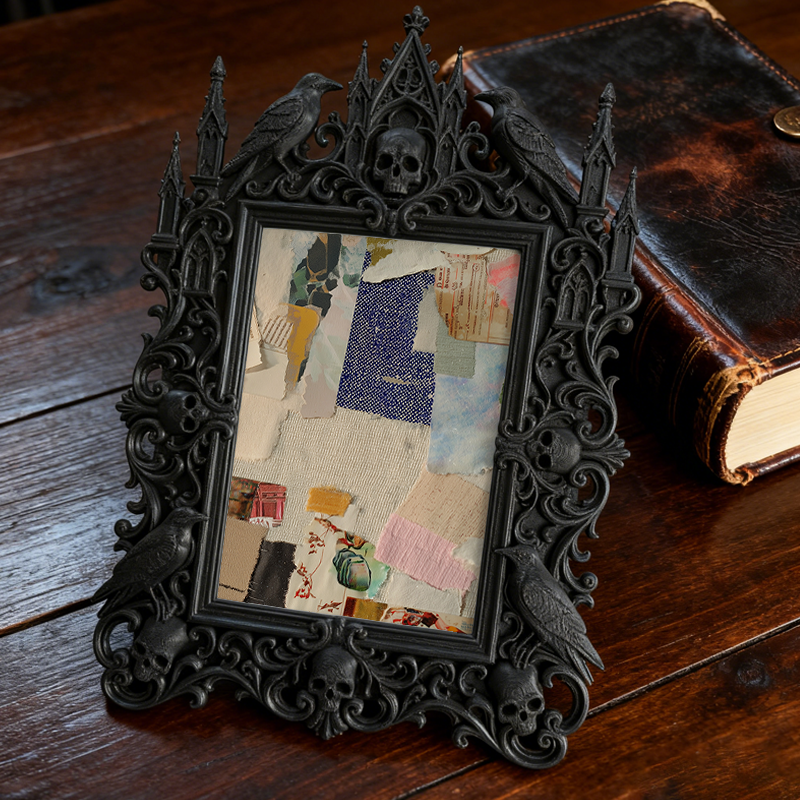 Unique-design Gothic Dark-style Photo Frame | Witchy Moon Phase Jewelry Shop Decor, Photo Ornament, Wall-mountable & Tabletop, Portable Fram