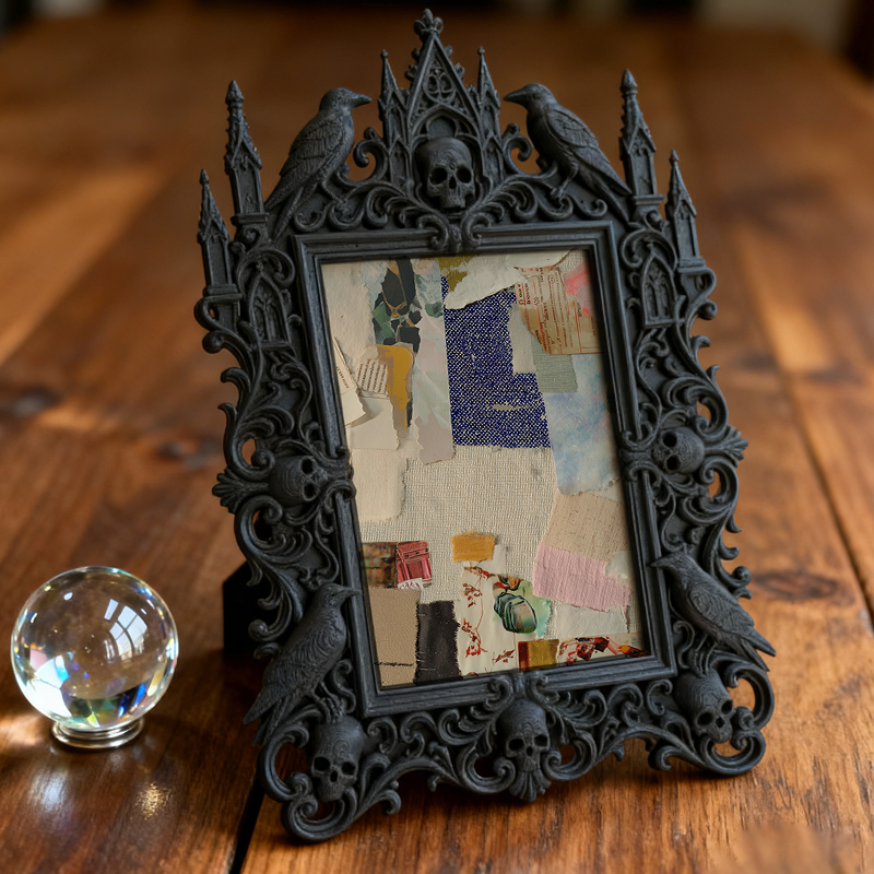 Unique-design Gothic Dark-style Photo Frame | Witchy Moon Phase Jewelry Shop Decor, Photo Ornament, Wall-mountable & Tabletop, Portable Fram