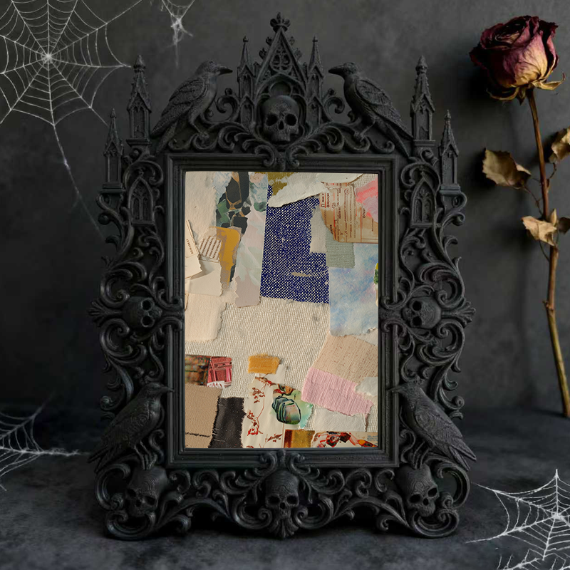 Unique-design Gothic Dark-style Photo Frame | Witchy Moon Phase Jewelry Shop Decor, Photo Ornament, Wall-mountable & Tabletop, Portable Fram