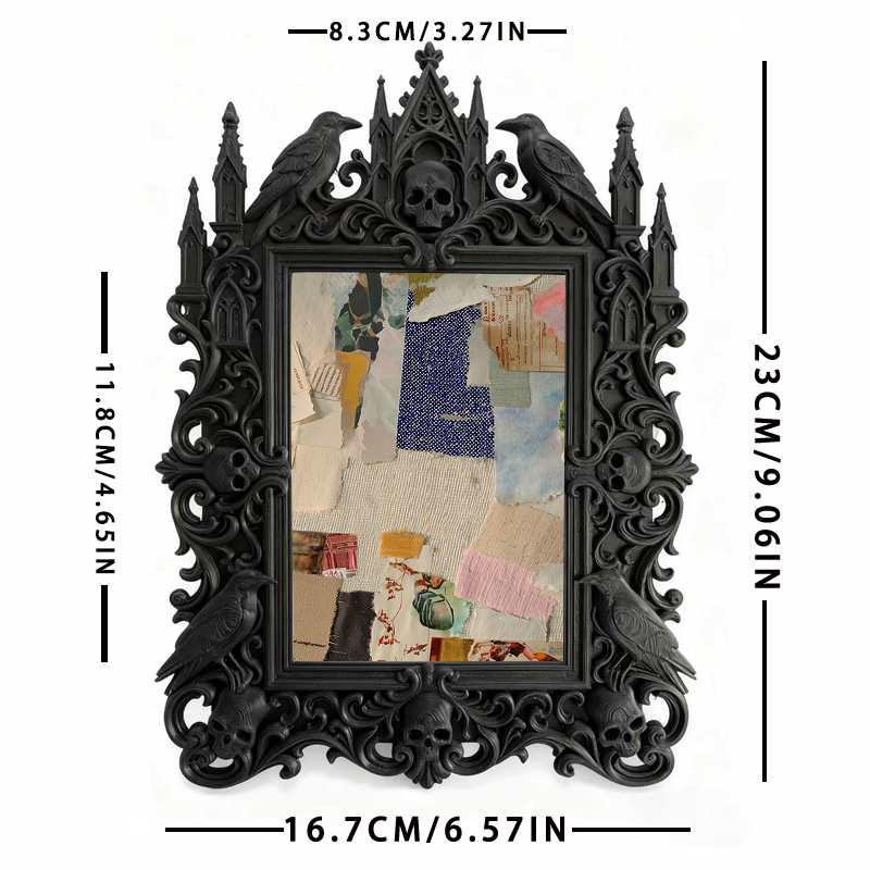 Unique-design Gothic Dark-style Photo Frame | Witchy Moon Phase Jewelry Shop Decor, Photo Ornament, Wall-mountable & Tabletop, Portable Fram