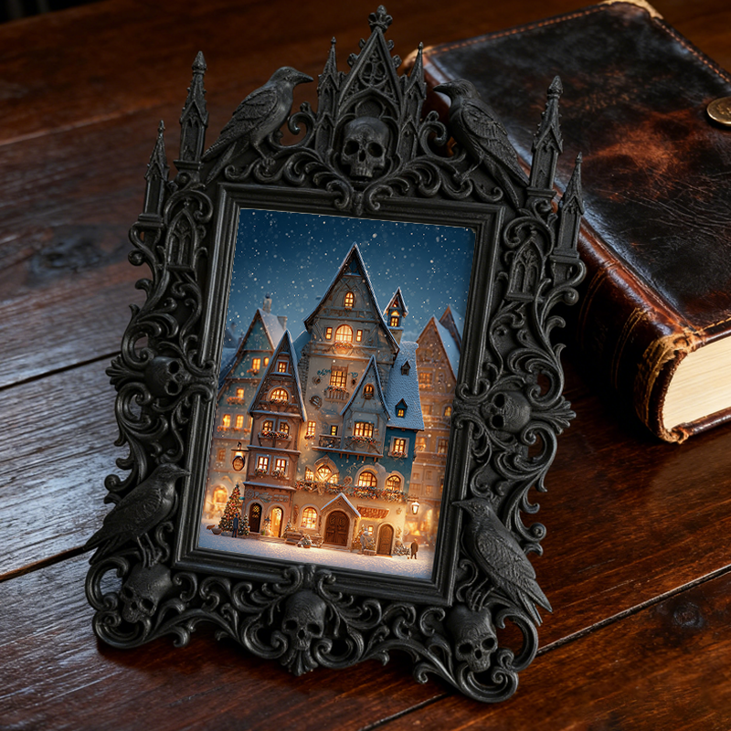 Tough-durable Gothic Dark-style Photo Frame | Gothic Motorcycle Jacket Custom Shop Decor, Photo Ornament, Dual-use Display, Wear-resistant F