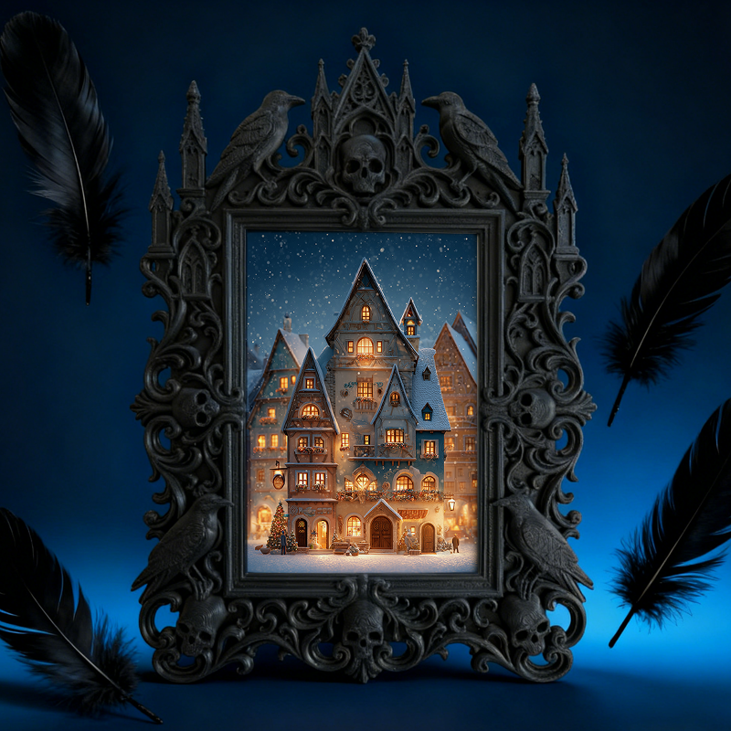 Tough-durable Gothic Dark-style Photo Frame | Gothic Motorcycle Jacket Custom Shop Decor, Photo Ornament, Dual-use Display, Wear-resistant F