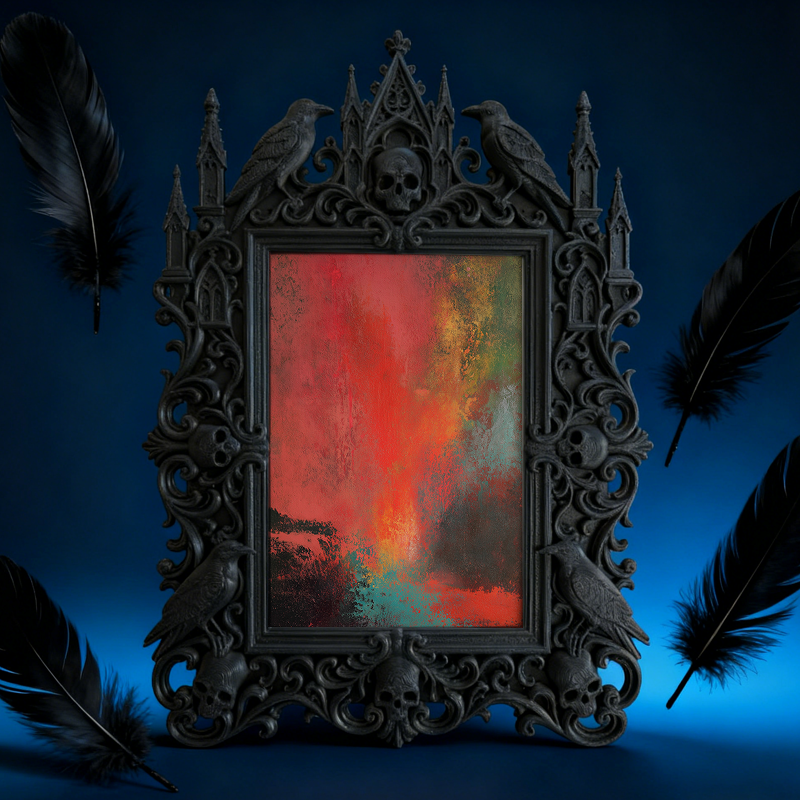 Refined-spooky Gothic Dark-style Photo Frame | Paranormal Museum Gift Shop Shelf Decor, Photo Ornament, Wall-mountable & Tabletop, Elegant F