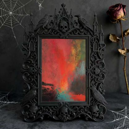 Refined-spooky Gothic Dark-style Photo Frame | Paranormal Museum Gift Shop Shelf Decor, Photo Ornament, Wall-mountable & Tabletop, Elegant F
