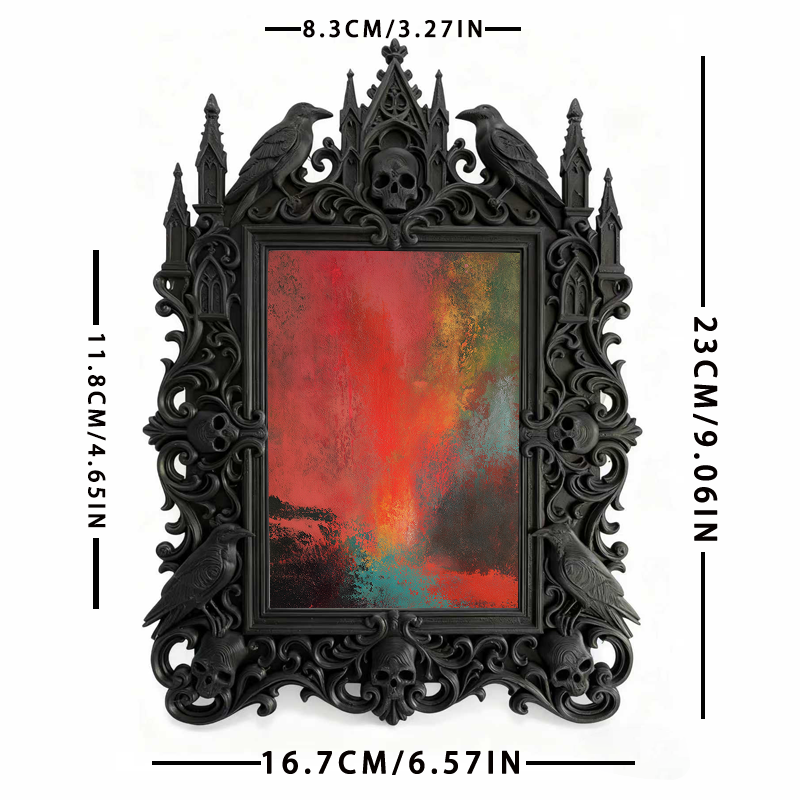 Refined-spooky Gothic Dark-style Photo Frame | Paranormal Museum Gift Shop Shelf Decor, Photo Ornament, Wall-mountable & Tabletop, Elegant F
