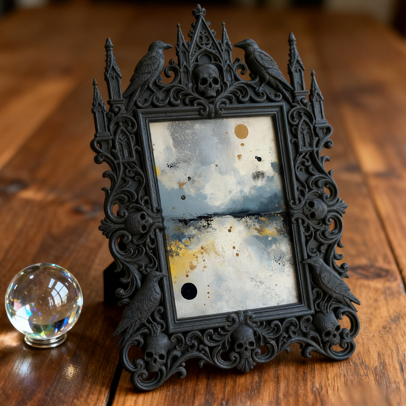 Eye-catching-bold Gothic Dark-style Photo Frame | Dark Fantasy Resin Keychain Shop Decor, Photo Ornament, Wall-mountable & Tabletop, Creativ