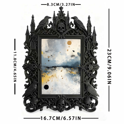 Eye-catching-bold Gothic Dark-style Photo Frame | Dark Fantasy Resin Keychain Shop Decor, Photo Ornament, Wall-mountable & Tabletop, Creativ