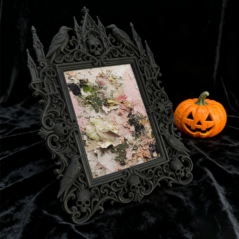 Trending-hot Gothic Dark-style Photo Frame | Gothic Halloween Front Yard Photo Spot Decor, Photo Ornament, Wall-mountable & Tabletop, Plasti