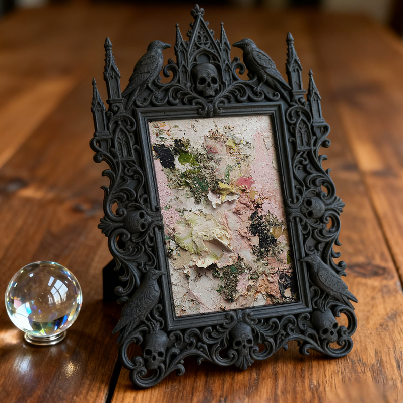 Trending-hot Gothic Dark-style Photo Frame | Gothic Halloween Front Yard Photo Spot Decor, Photo Ornament, Wall-mountable & Tabletop, Plasti