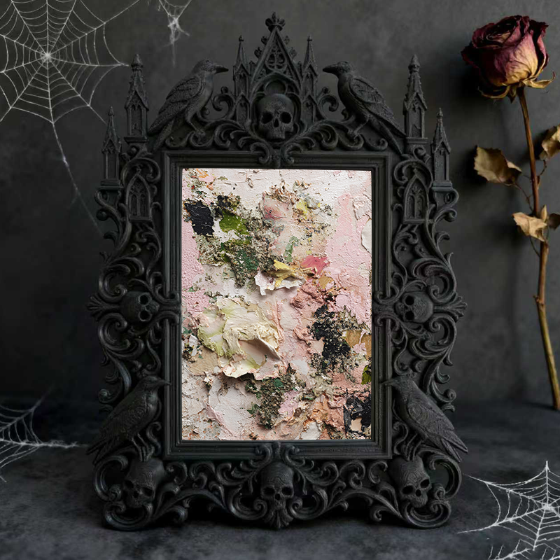 Trending-hot Gothic Dark-style Photo Frame | Gothic Halloween Front Yard Photo Spot Decor, Photo Ornament, Wall-mountable & Tabletop, Plasti