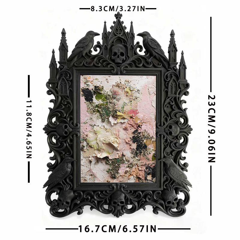 Trending-hot Gothic Dark-style Photo Frame | Gothic Halloween Front Yard Photo Spot Decor, Photo Ornament, Wall-mountable & Tabletop, Plasti