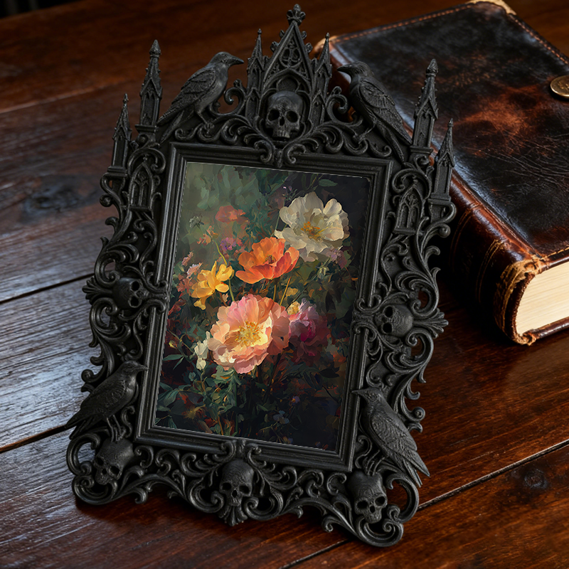 Fast-moving Gothic Dark-style Photo Frame | Gothic Dark Chocolate Truffle Shop Decor, Photo Ornament, Dual-use Display, Retro Plastic Frame