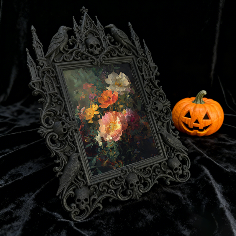 Fast-moving Gothic Dark-style Photo Frame | Gothic Dark Chocolate Truffle Shop Decor, Photo Ornament, Dual-use Display, Retro Plastic Frame