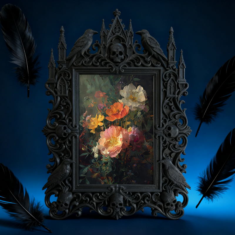 Fast-moving Gothic Dark-style Photo Frame | Gothic Dark Chocolate Truffle Shop Decor, Photo Ornament, Dual-use Display, Retro Plastic Frame