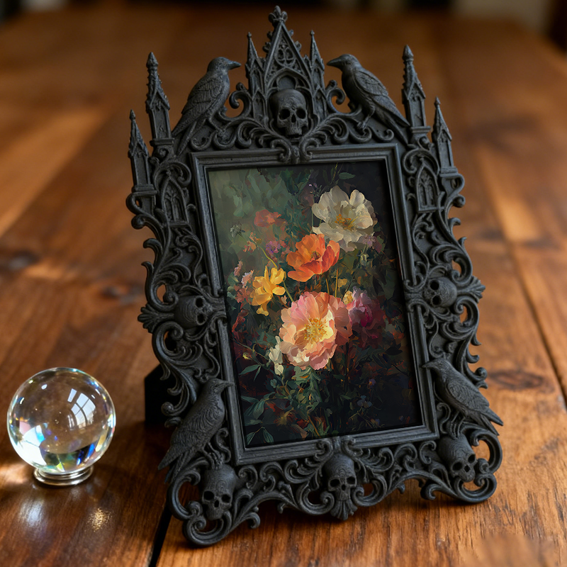 Fast-moving Gothic Dark-style Photo Frame | Gothic Dark Chocolate Truffle Shop Decor, Photo Ornament, Dual-use Display, Retro Plastic Frame
