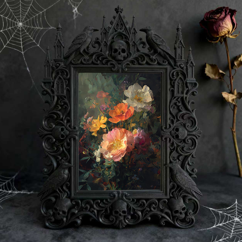 Fast-moving Gothic Dark-style Photo Frame | Gothic Dark Chocolate Truffle Shop Decor, Photo Ornament, Dual-use Display, Retro Plastic Frame