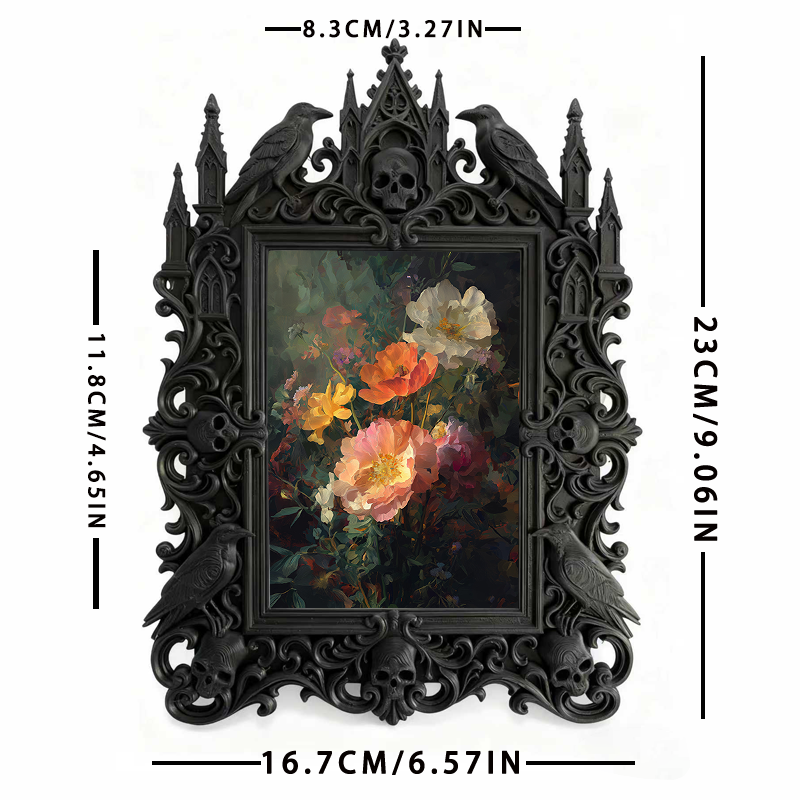 Fast-moving Gothic Dark-style Photo Frame | Gothic Dark Chocolate Truffle Shop Decor, Photo Ornament, Dual-use Display, Retro Plastic Frame