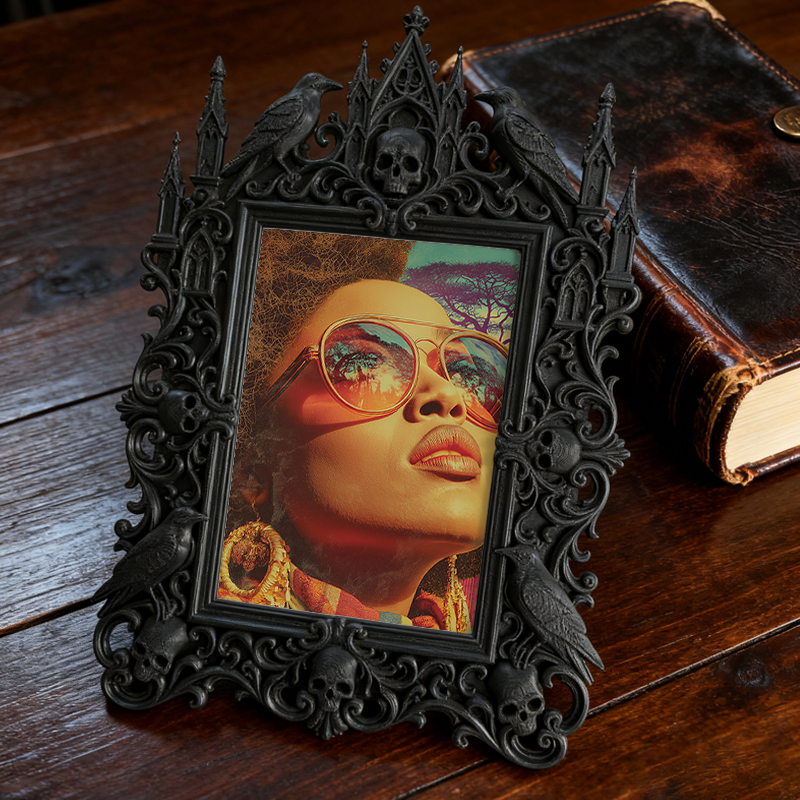 Style-icon Gothic Dark-style Photo Frame | Gothic Kids鈥?Witch Hat Display Decor, Photo Ornament, Wall/Table Dual-use, Eco-friendly Frame