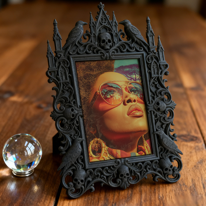 Style-icon Gothic Dark-style Photo Frame | Gothic Kids鈥?Witch Hat Display Decor, Photo Ornament, Wall/Table Dual-use, Eco-friendly Frame
