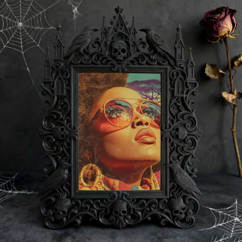 Style-icon Gothic Dark-style Photo Frame | Gothic Kids鈥?Witch Hat Display Decor, Photo Ornament, Wall/Table Dual-use, Eco-friendly Frame