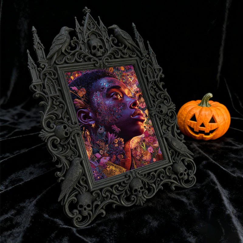 Must-buy Gothic Dark-style Photo Frame | Dark Dried Flower Bouquet Shop Decor, Photo Ornament, Wall-mountable & Tabletop, Slim Frame