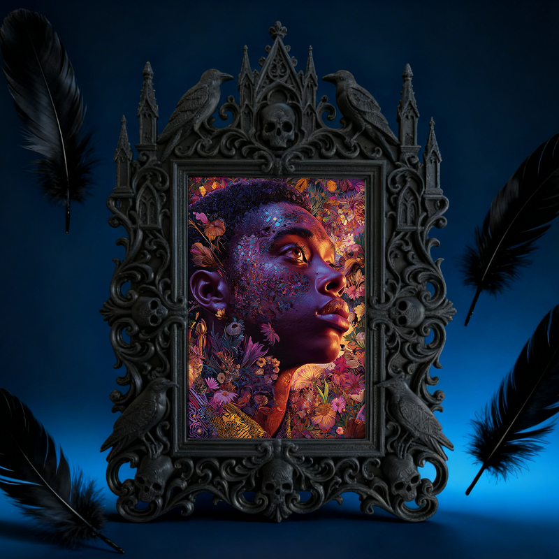 Must-buy Gothic Dark-style Photo Frame | Dark Dried Flower Bouquet Shop Decor, Photo Ornament, Wall-mountable & Tabletop, Slim Frame