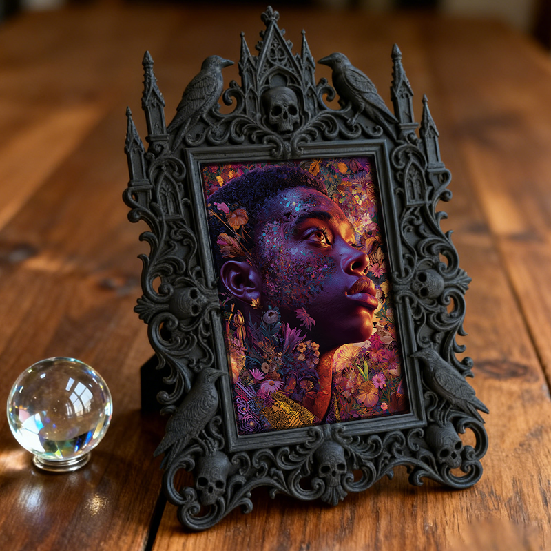 Must-buy Gothic Dark-style Photo Frame | Dark Dried Flower Bouquet Shop Decor, Photo Ornament, Wall-mountable & Tabletop, Slim Frame