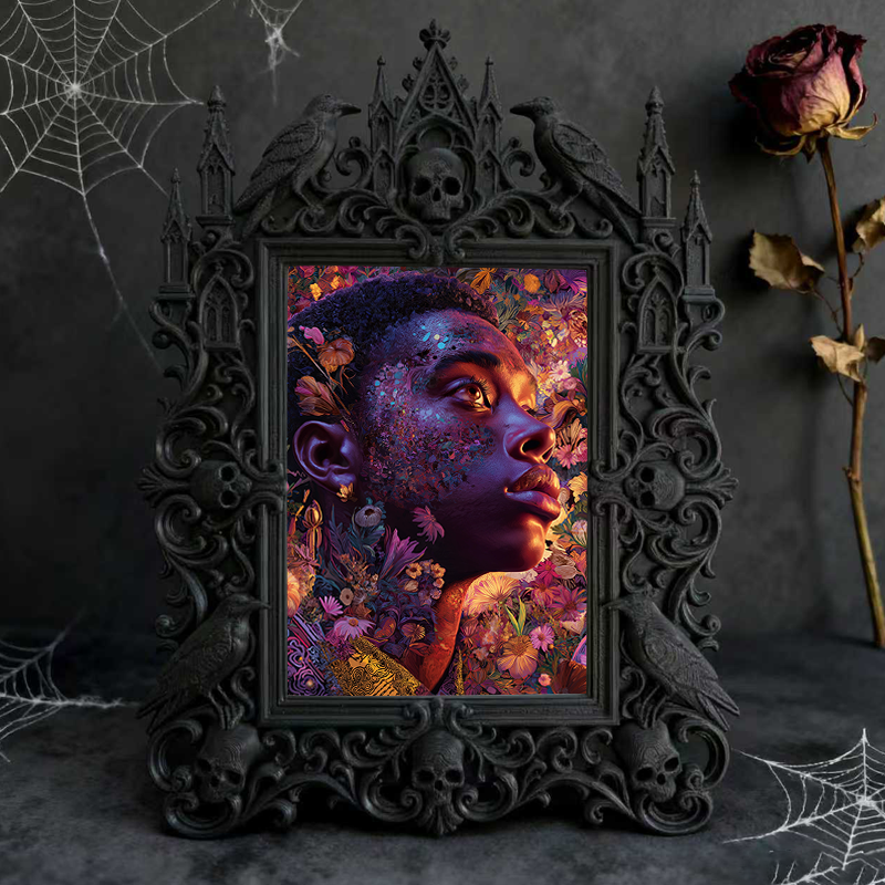 Must-buy Gothic Dark-style Photo Frame | Dark Dried Flower Bouquet Shop Decor, Photo Ornament, Wall-mountable & Tabletop, Slim Frame