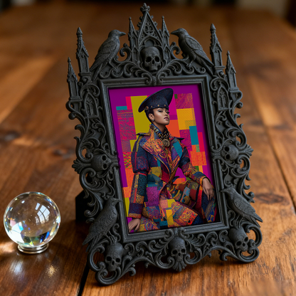 Customer-approved Gothic Dark-style Photo Frame | Vampire Masquerade Ball Table Centerpiece Decor, Photo Ornament, Dual-use Display, Sturdy 