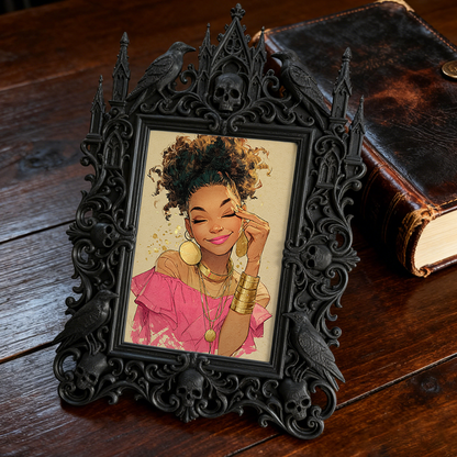 Limited-quantity Gothic Dark-style Photo Frame | Occult Herbalism Dried Flower Shop Decor, Photo Ornament, Wall-mountable & Tabletop, Collec