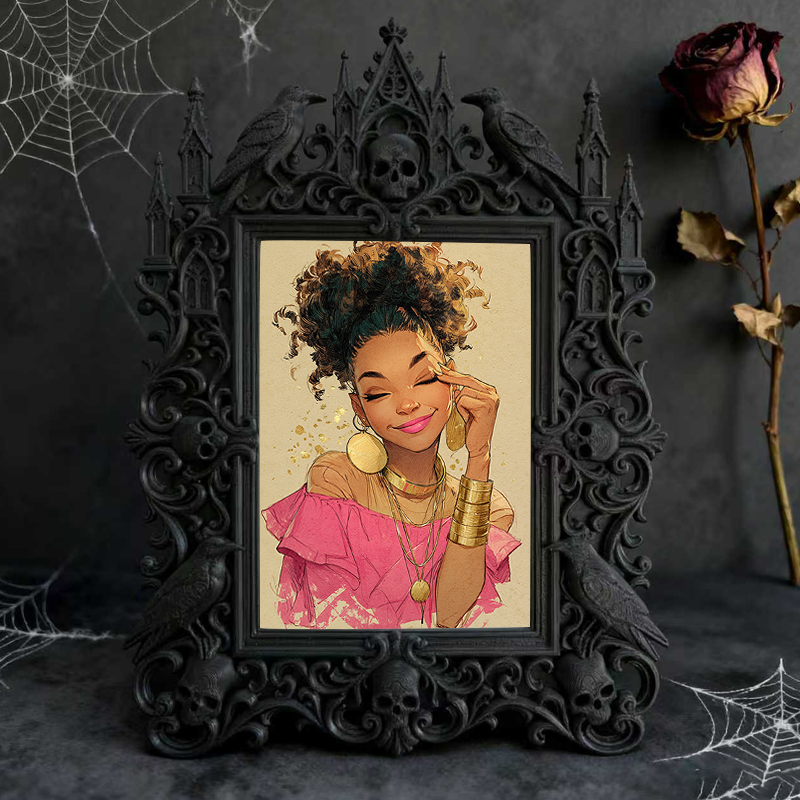 Limited-quantity Gothic Dark-style Photo Frame | Occult Herbalism Dried Flower Shop Decor, Photo Ornament, Wall-mountable & Tabletop, Collec