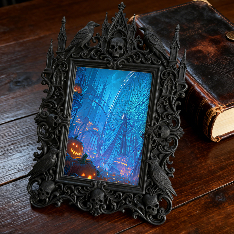Rare-find Gothic Dark-style Photo Frame | Werewolf Cosplay Meetup Photo Booth Decor, Photo Ornament, Wall/Table Dual-use, Rustic Frame